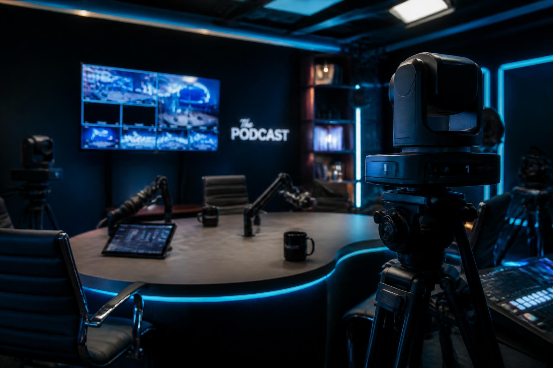 Estúdio de podcast Bacast com estrutura profissional